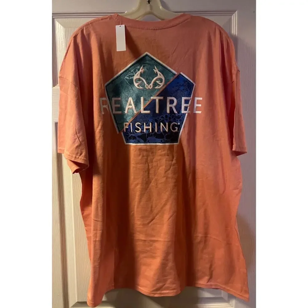 RealTree Men's Fishing Short Sleeve Orange T-Shirt